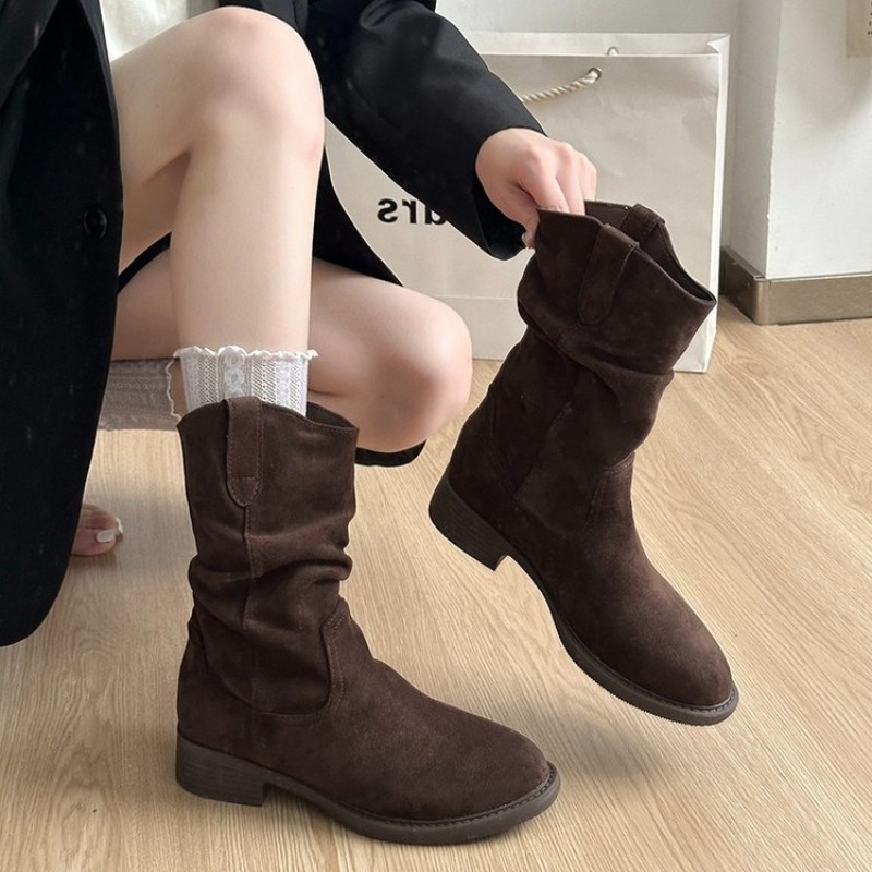 Boot Sock Slouchy - Women Slouchy Mid Calf Boots Suede