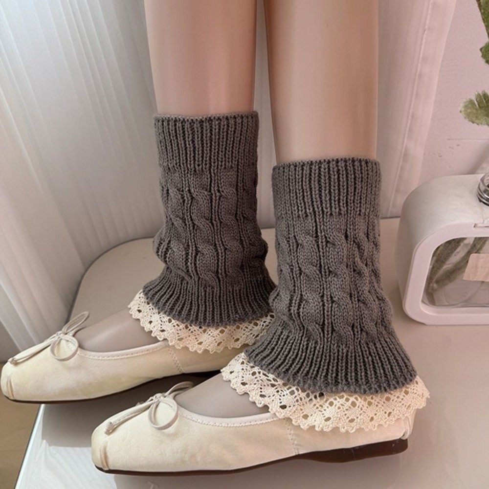 Vintage Lace Ruffle Hem Knit L - Boot Sock Slouchy 评论和价格