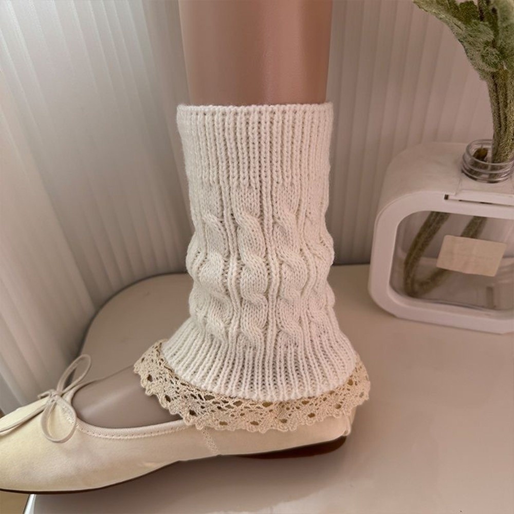 Vintage Lace Ruffle Hem Knit L - Boot Sock Slouchy 评论和价格