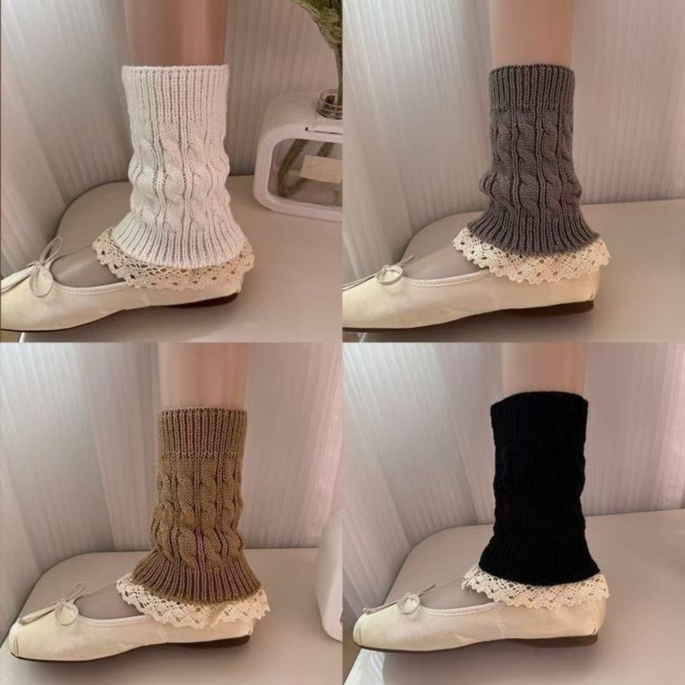 Vintage Lace Ruffle Hem Knit L - Boot Sock Slouchy 评论和价格