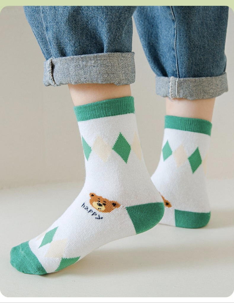 5 Pack Toddler Cartoon Bear Pa - Cotton Crew Sock Pack 评论和价格